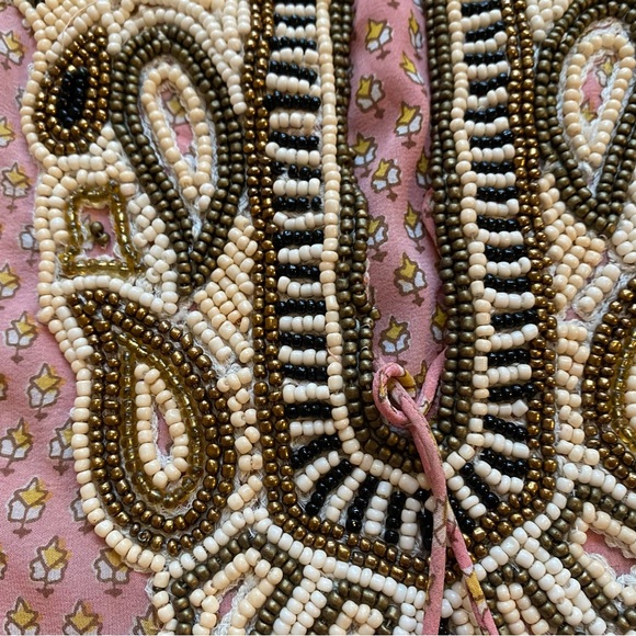 Calypso St. Barth Long Sleeve Beaded Caftan with Tassel Front Size Large - Picture 3 of 5